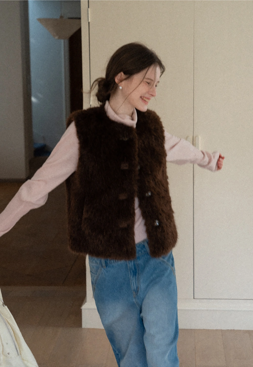 Elegant Faux Fur Vest with Buttons