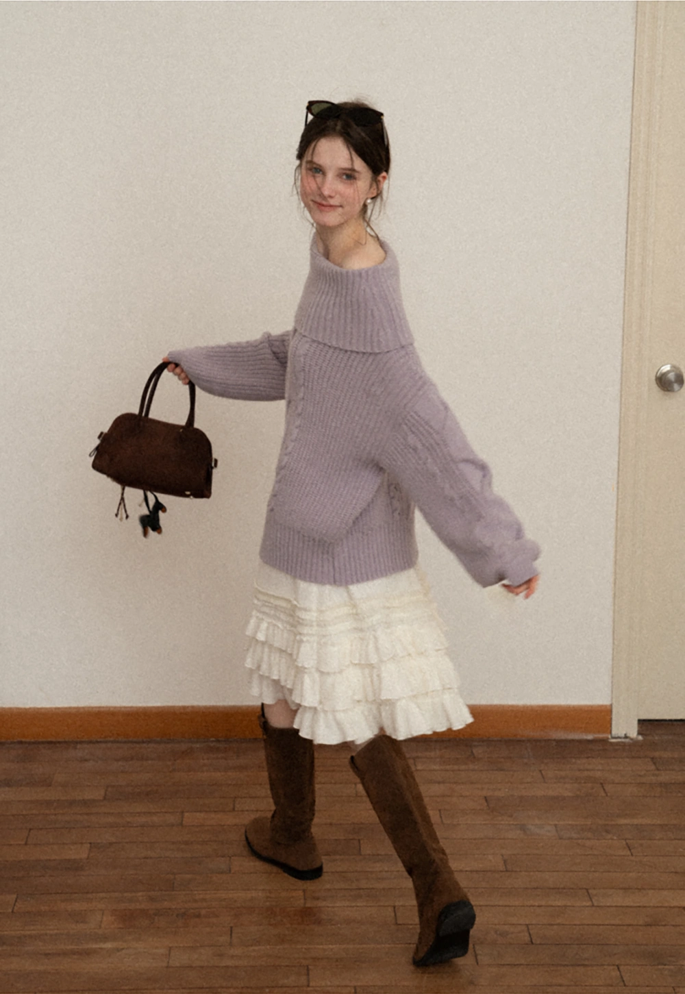 Women White Ruffled Skirt with Tiered Design