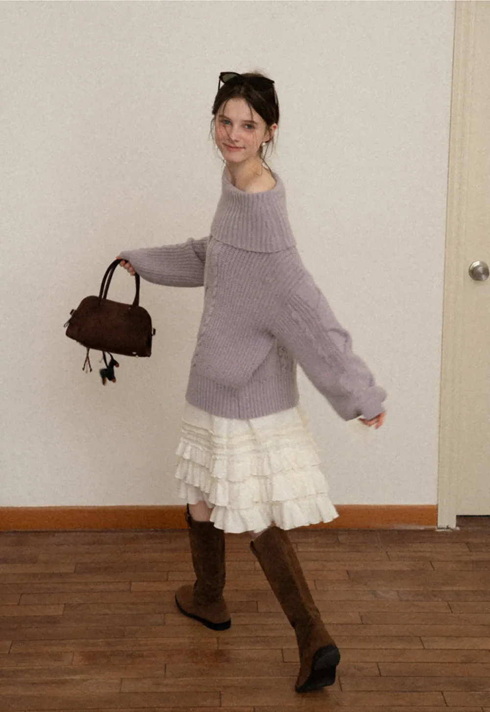 Women White Ruffled Skirt with Tiered Design