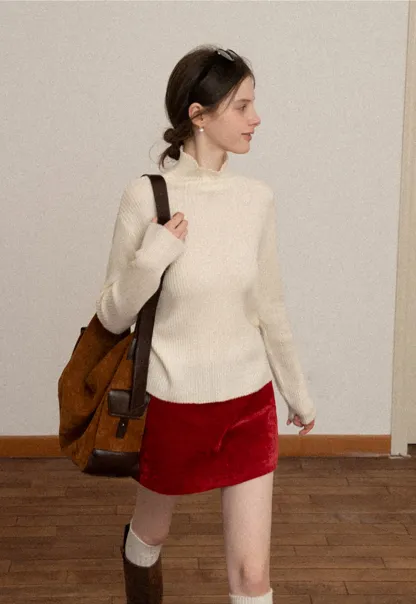 Women Ribbed Turtleneck Sweater for Fall