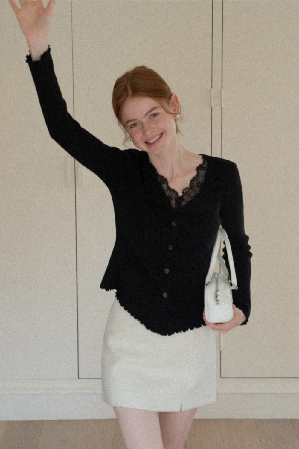 Lace Trim Ribbed Knit Top