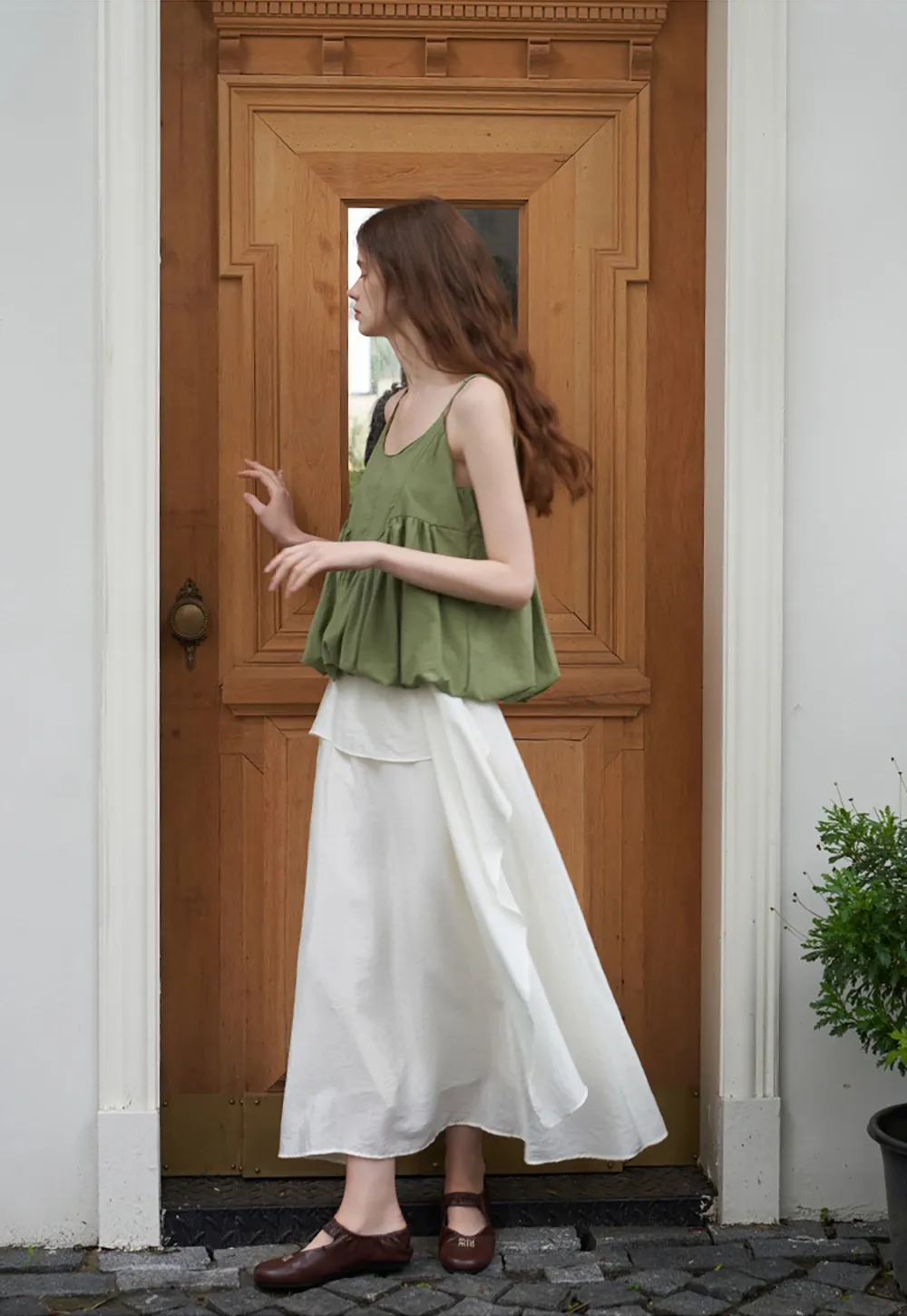 Women's Ruffle Hem Asymmetrical High Waist Skirt