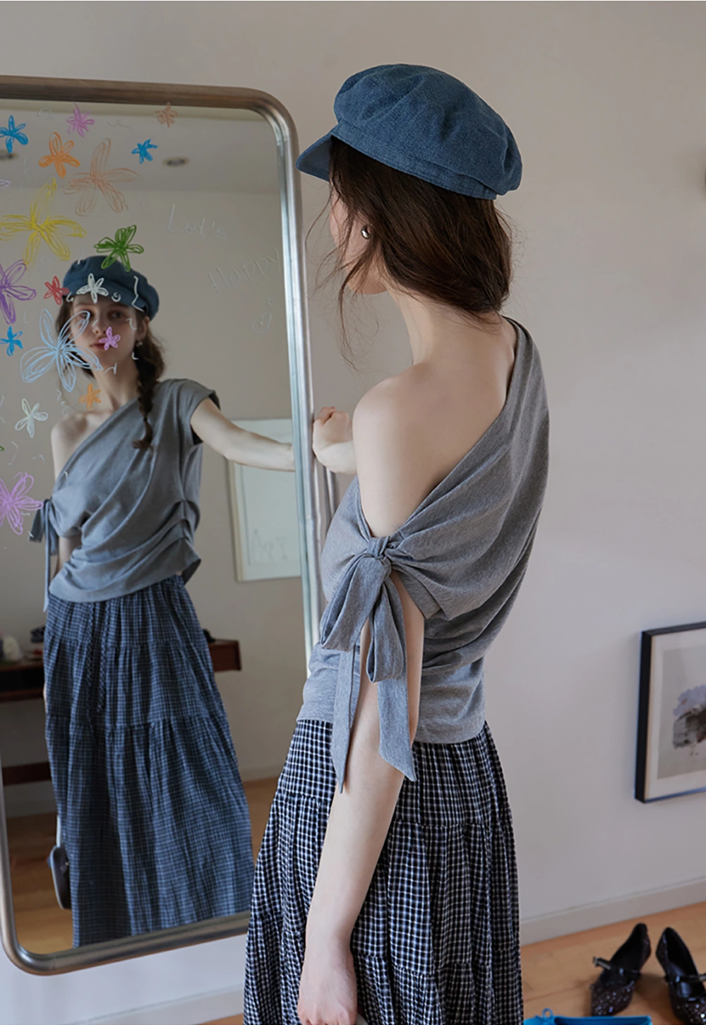 "Women’s Off Shoulder Ruched T-Shirt