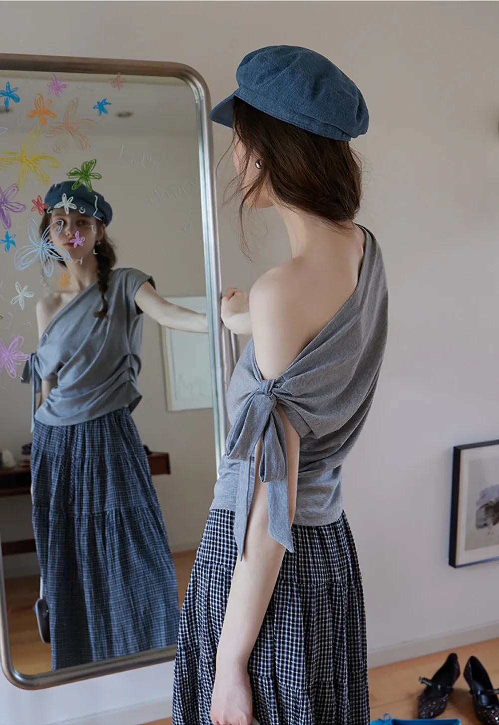 "Women’s Off Shoulder Ruched T-Shirt