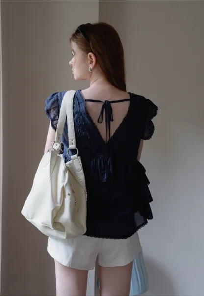 Vintage Style Layered Ruffle Top for Women