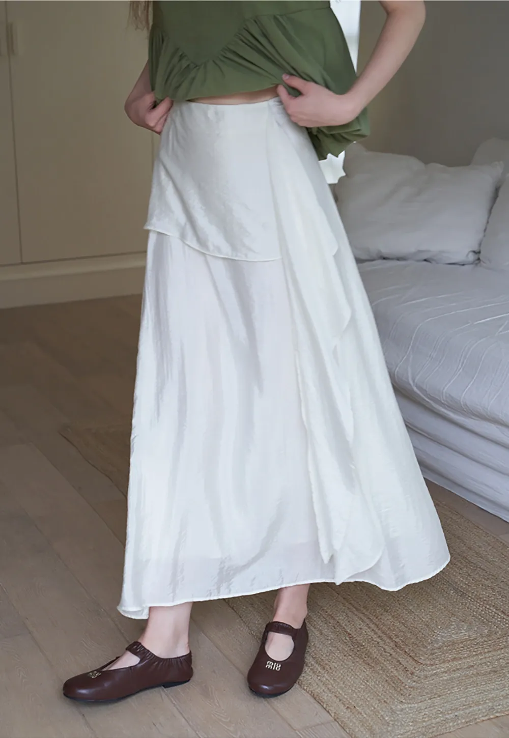Women's Ruffle Hem Asymmetrical High Waist Skirt