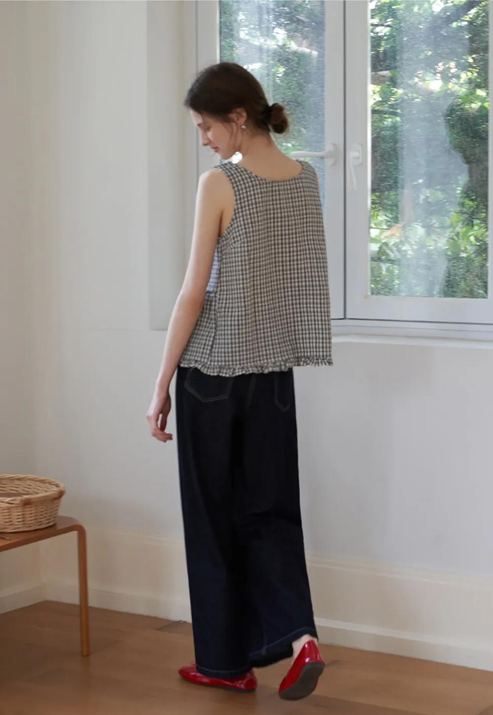 Vintage Gingham Sleeveless Blouse