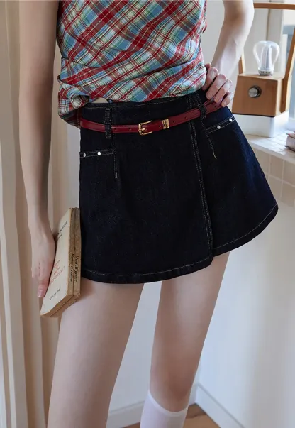 Denim Skort with Belt