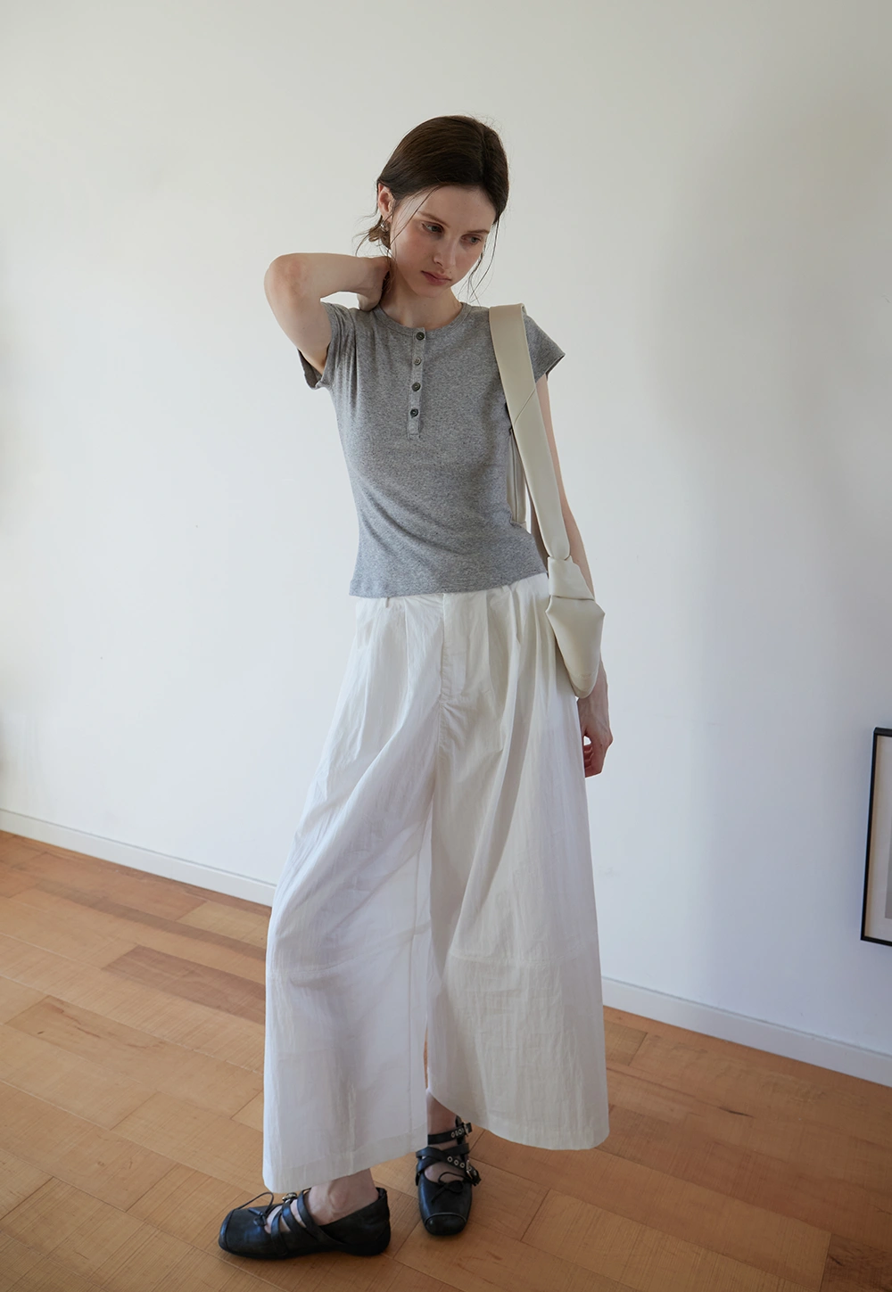 Basic Rib Knit Henley Tee for Women