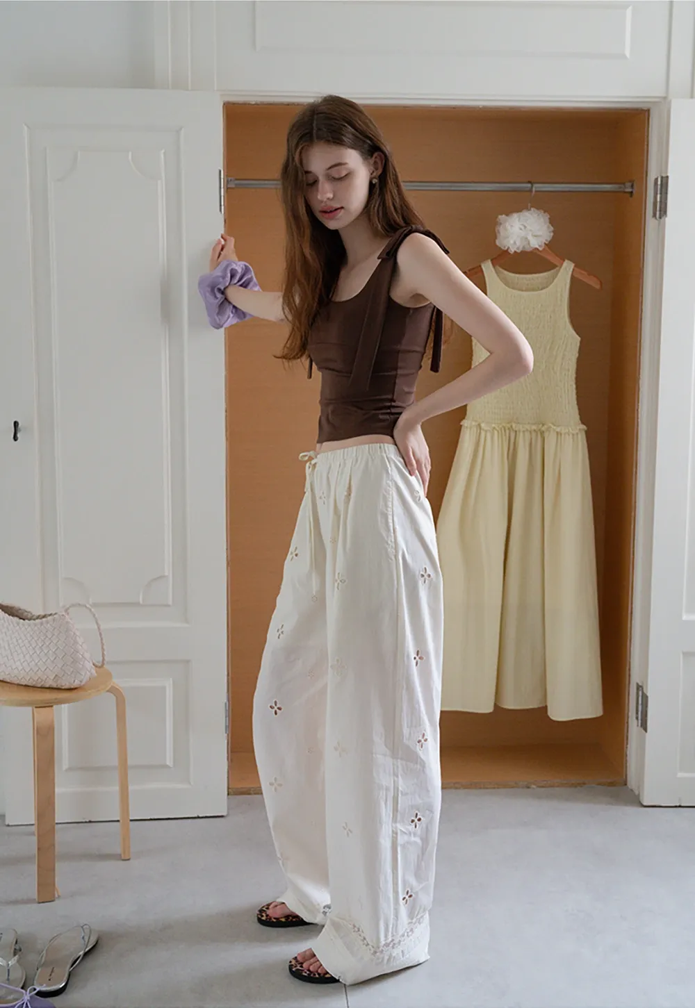 Women’s Square Neck Tie-Strap Knit Tank