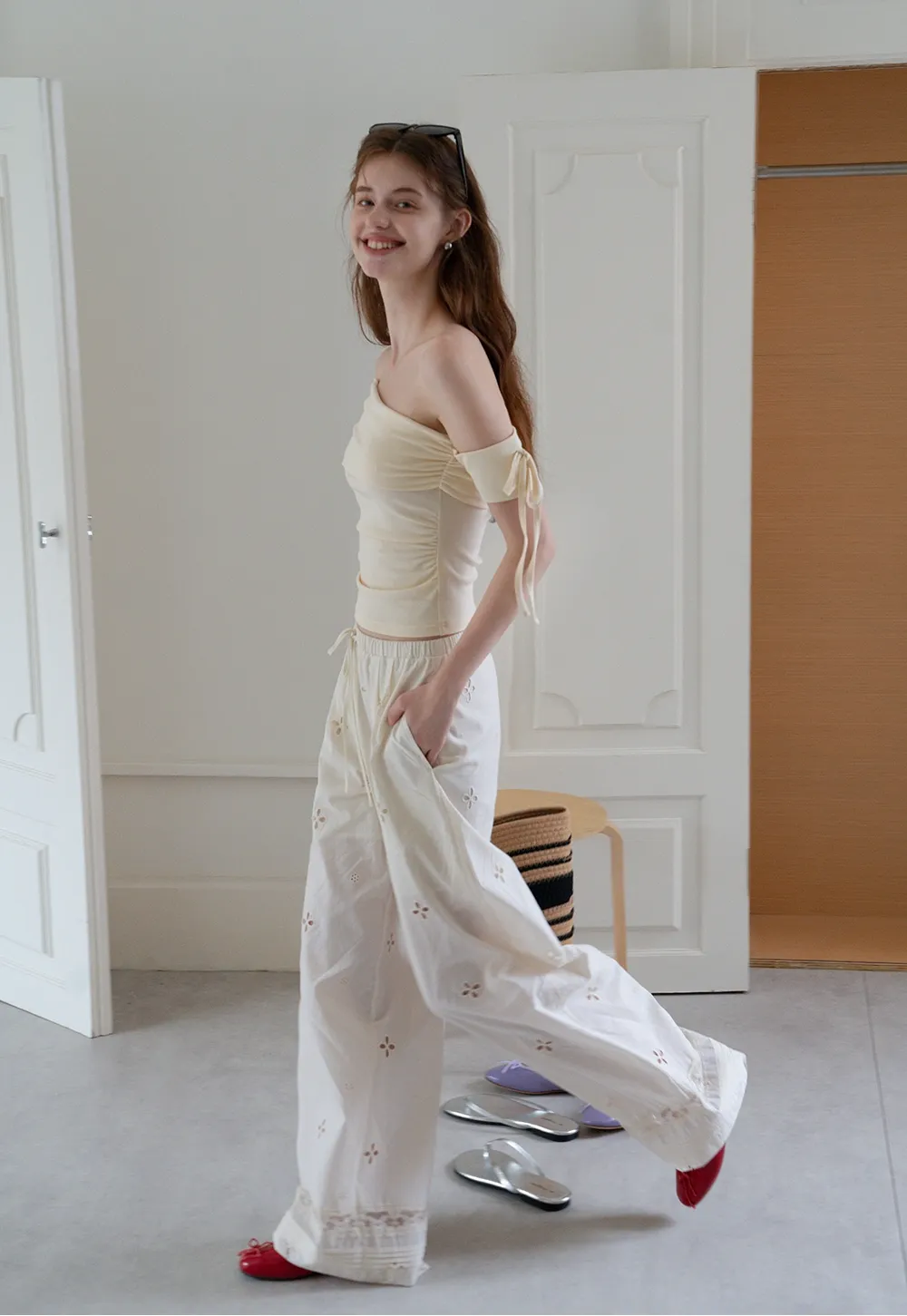 Women’s One-Shoulder Ruched Crop Top