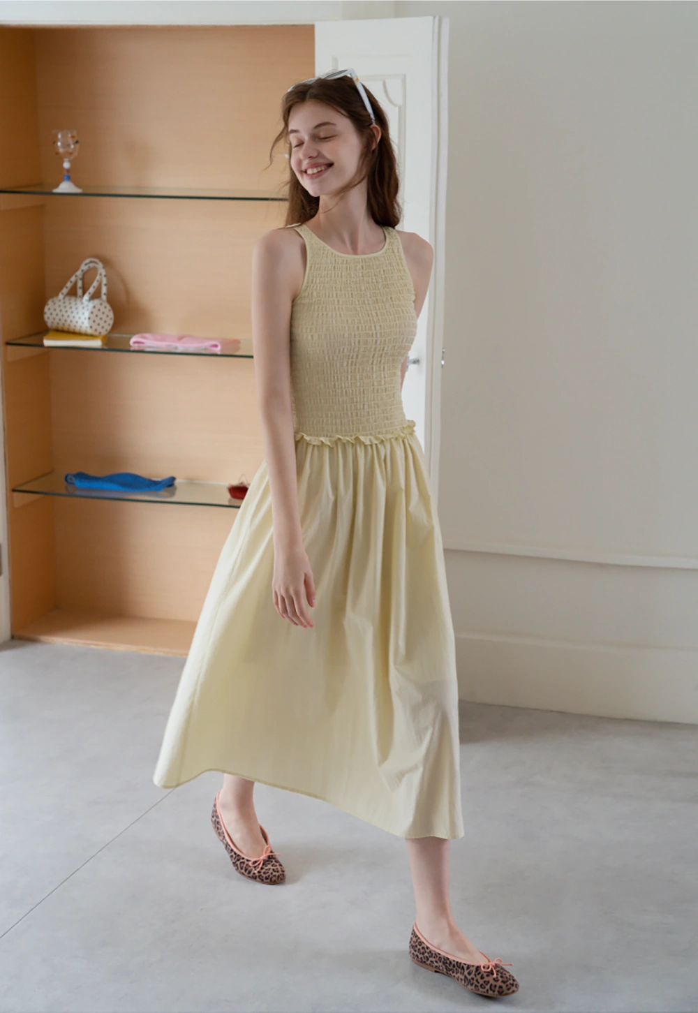 Women's Sleeveless Smocked Midi Dress