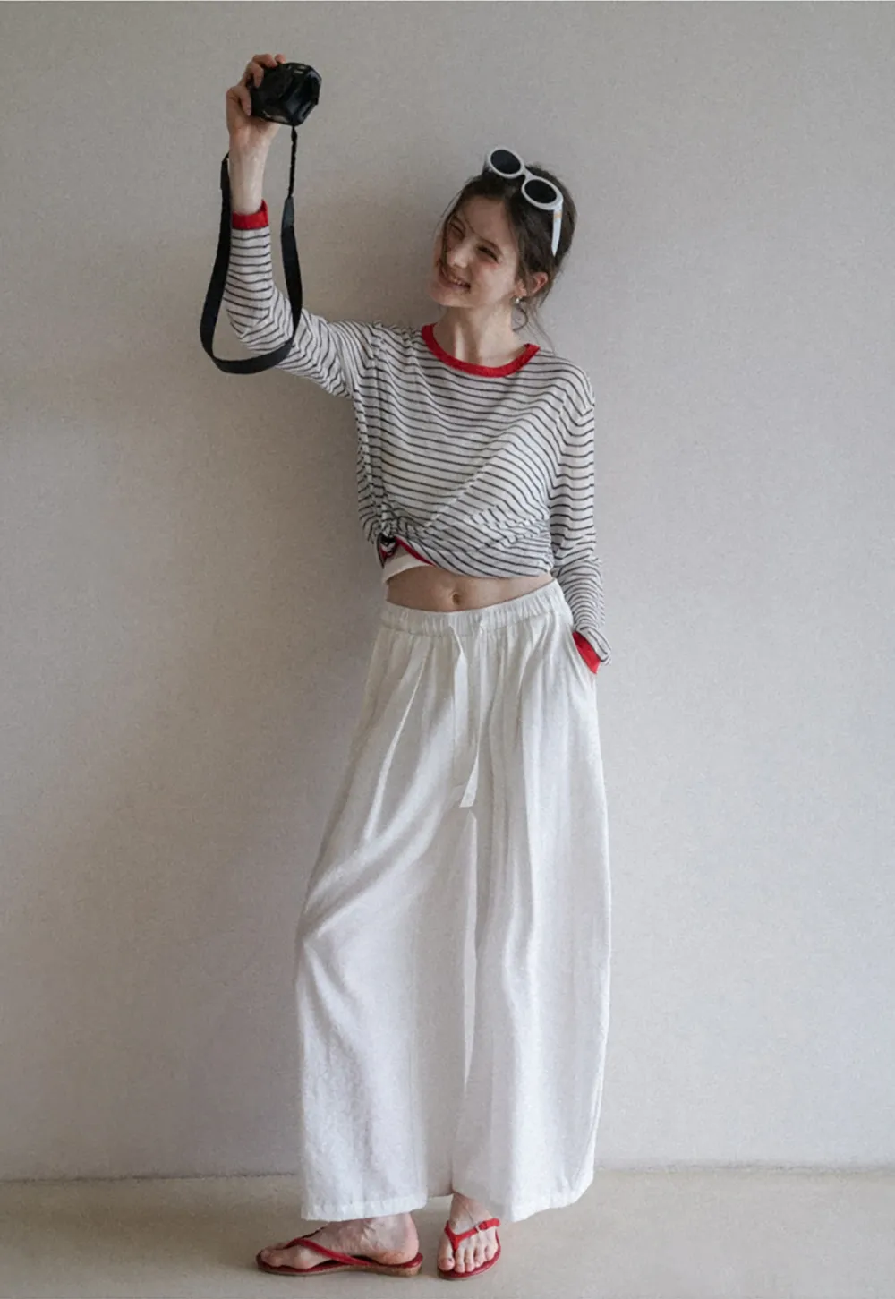 Women’s Striped Sheer Long Sleeve Knit Top