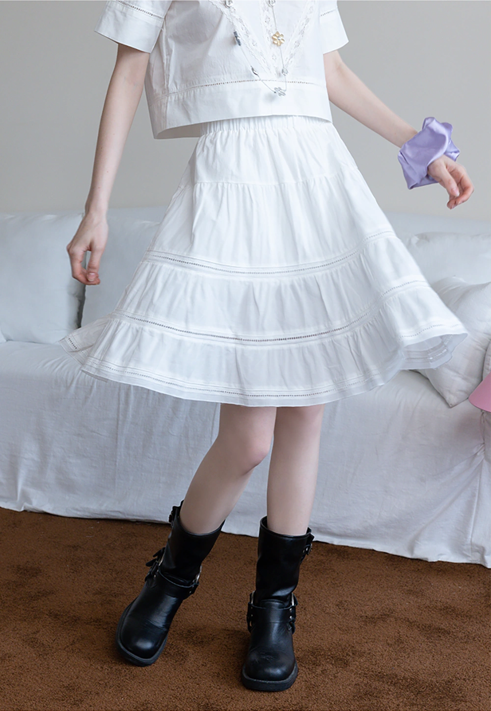 Women's Tiered A-Line Midi Skirt