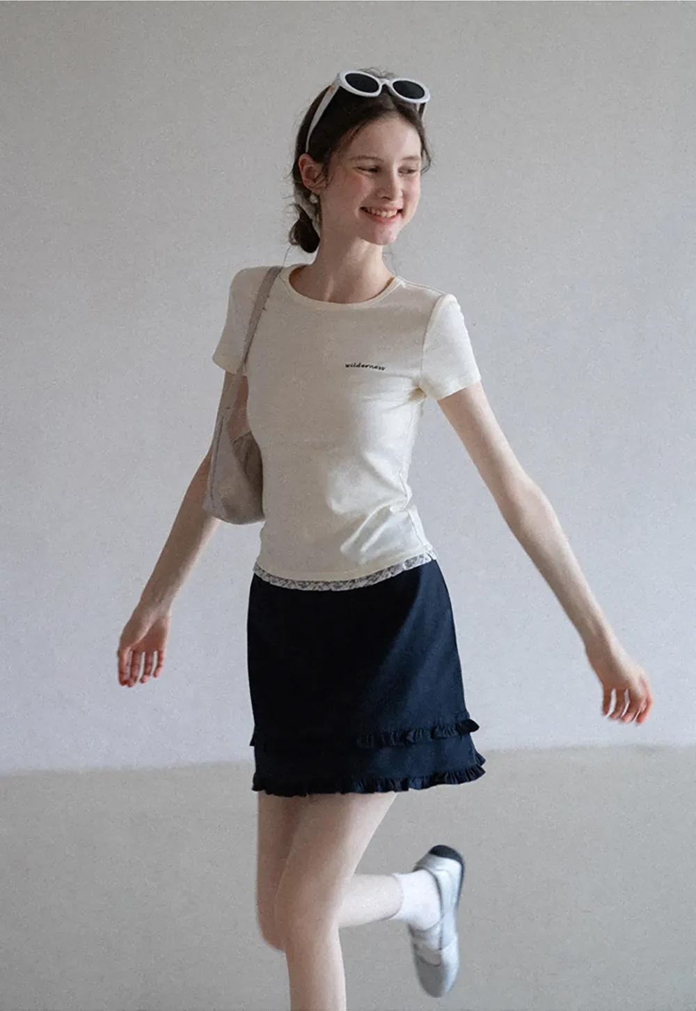 Ruffled Hem A-Line Mini Skirt