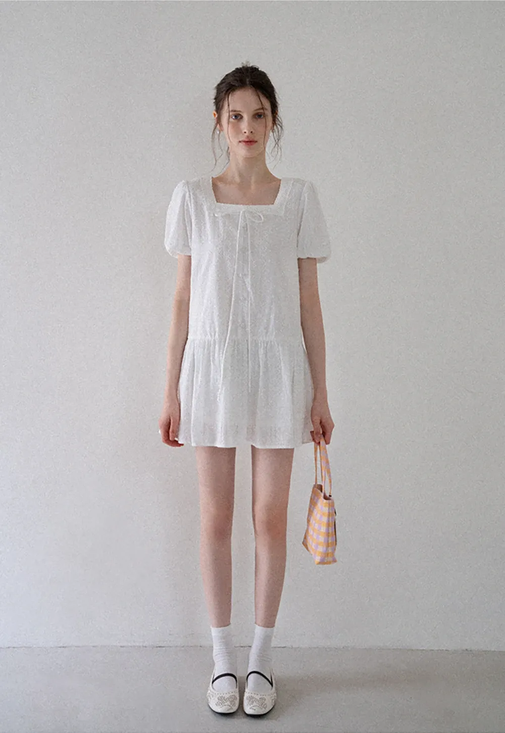 Square-Neck Lace Babydoll Dress