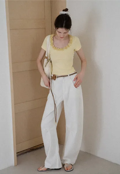 Women's Ruffle-Trim Scoopneck Tee