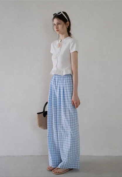 Bow Tie Ruffle Hem T-Shirt
