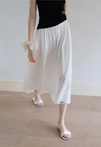 Flowy Elastic Waist Midi Skirt