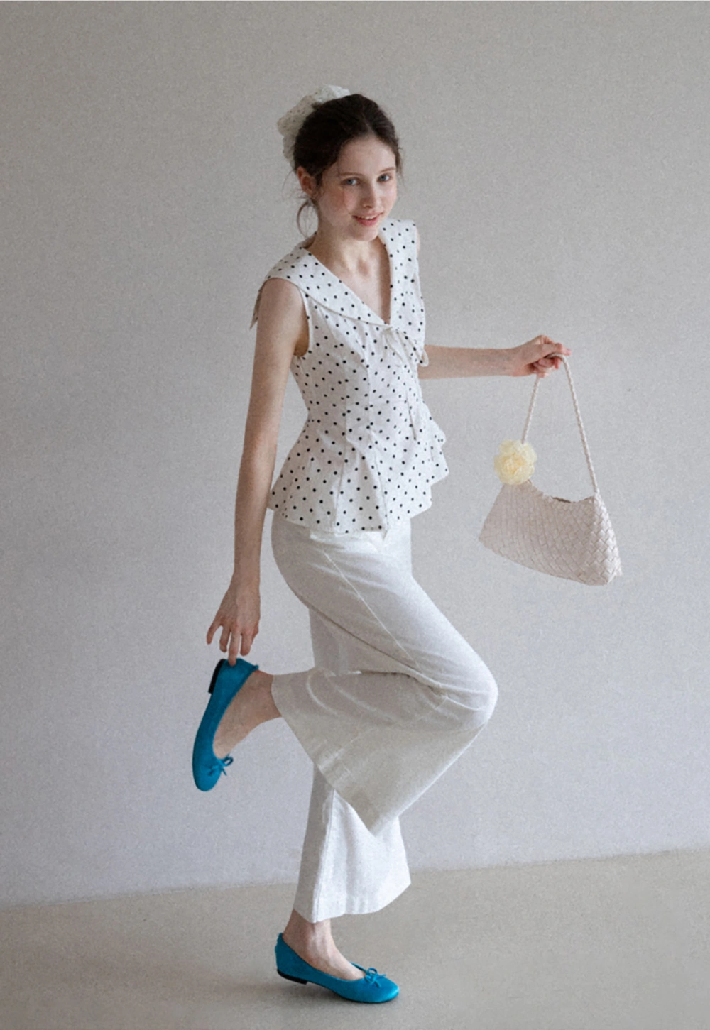 Women's Polka Dot Peplum Blouse