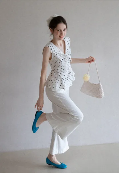 Women's Polka Dot Peplum Blouse