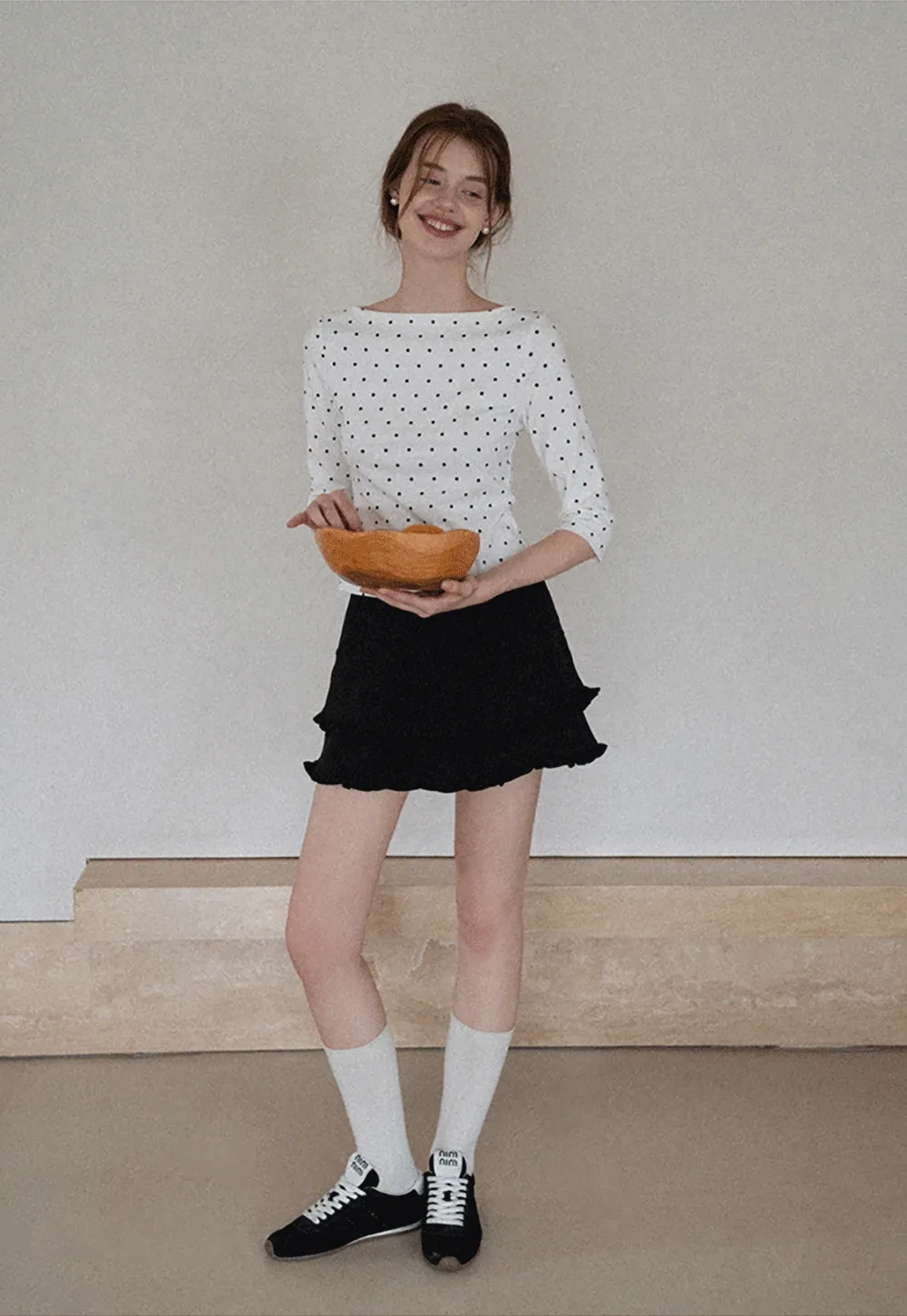 Women's Polka Dot 3/4 Sleeve Top