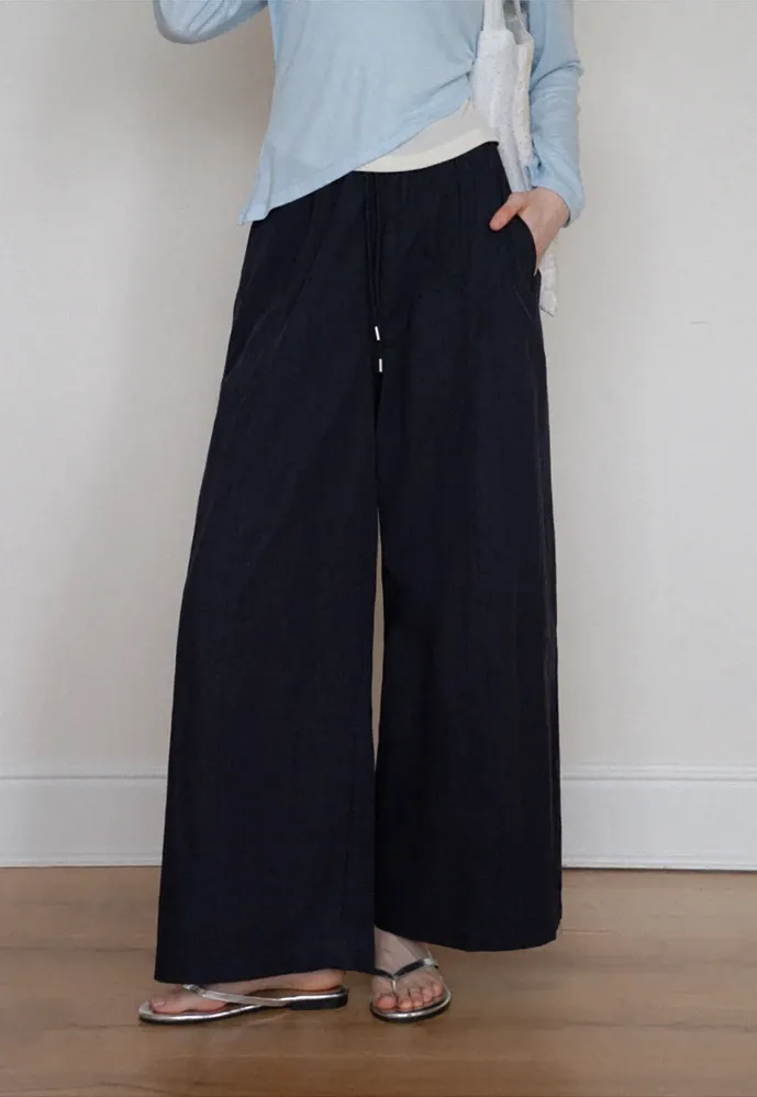 Drawstring Wide-Leg Pants