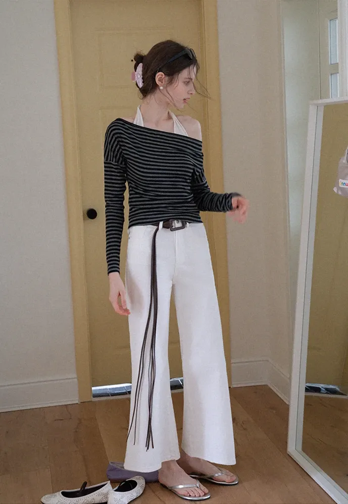 Striped Off Shoulder Top & Halter Cami
