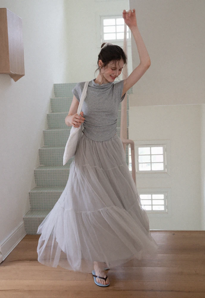 Cowl-Neck Ruched Top