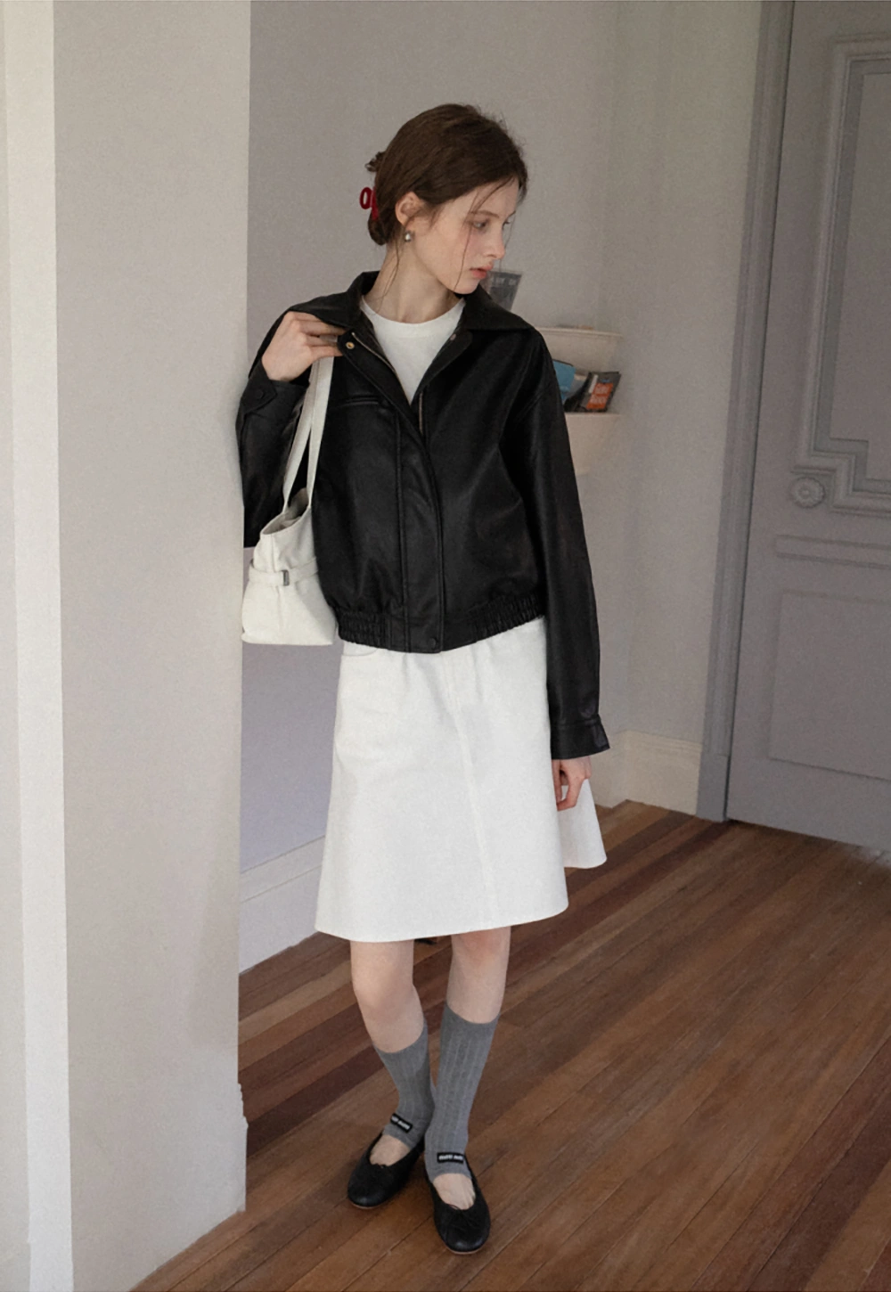 Women's Faux Leather Bomber Jacket