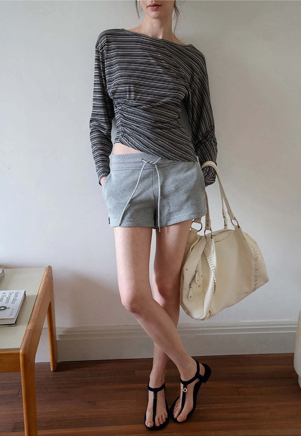 Striped Asymmetrical Long Sleeve Top