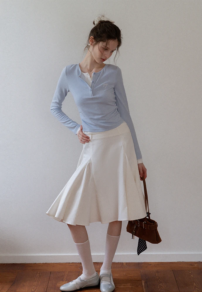 Ruched Henley Crop Top