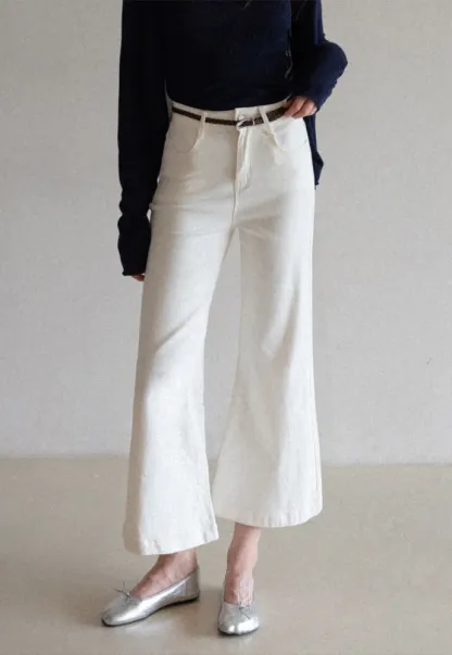 Braided-Belt Flared Jeans with Scarf Tie