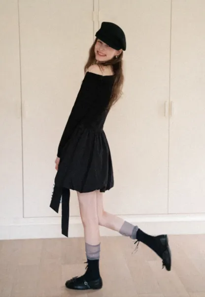 Women's Asymmetric Off-Shoulder Tie-Waist Mini Dress