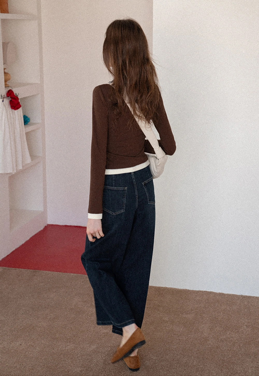 Women's Layered V-Neck Ruched Long Sleeve Top