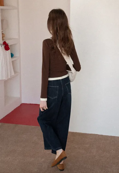 Women's Layered V-Neck Ruched Long Sleeve Top