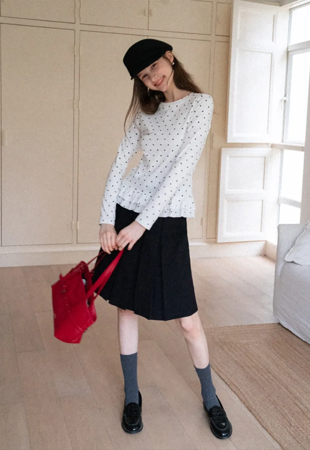 Women's Ruffled Hem Long Sleeve Tee