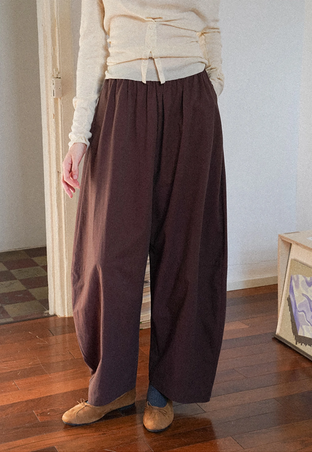 WomensElastic Waist Wide Leg Pants