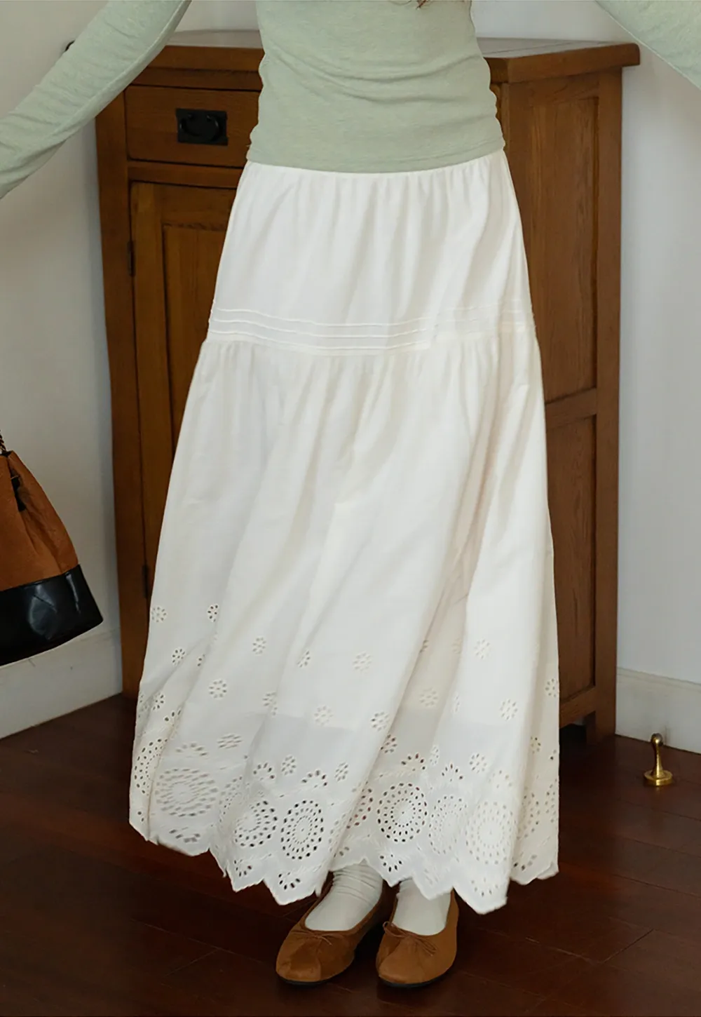 Womens Vintage White Maxi Skirt