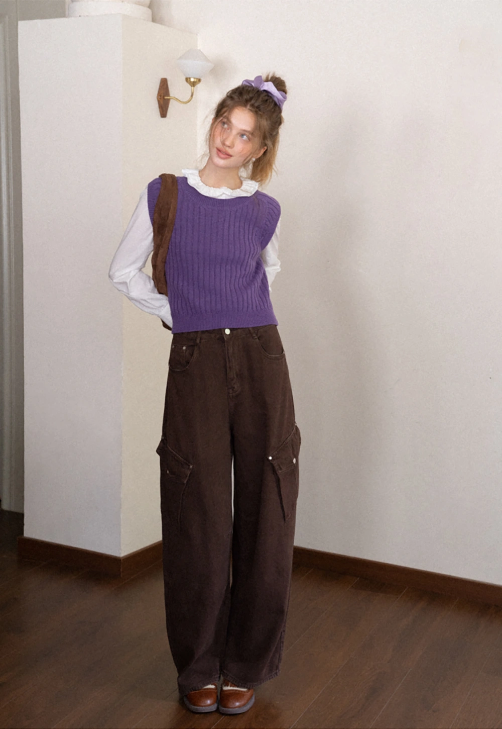 Womens Solid Color Ribbed Sweater Vest