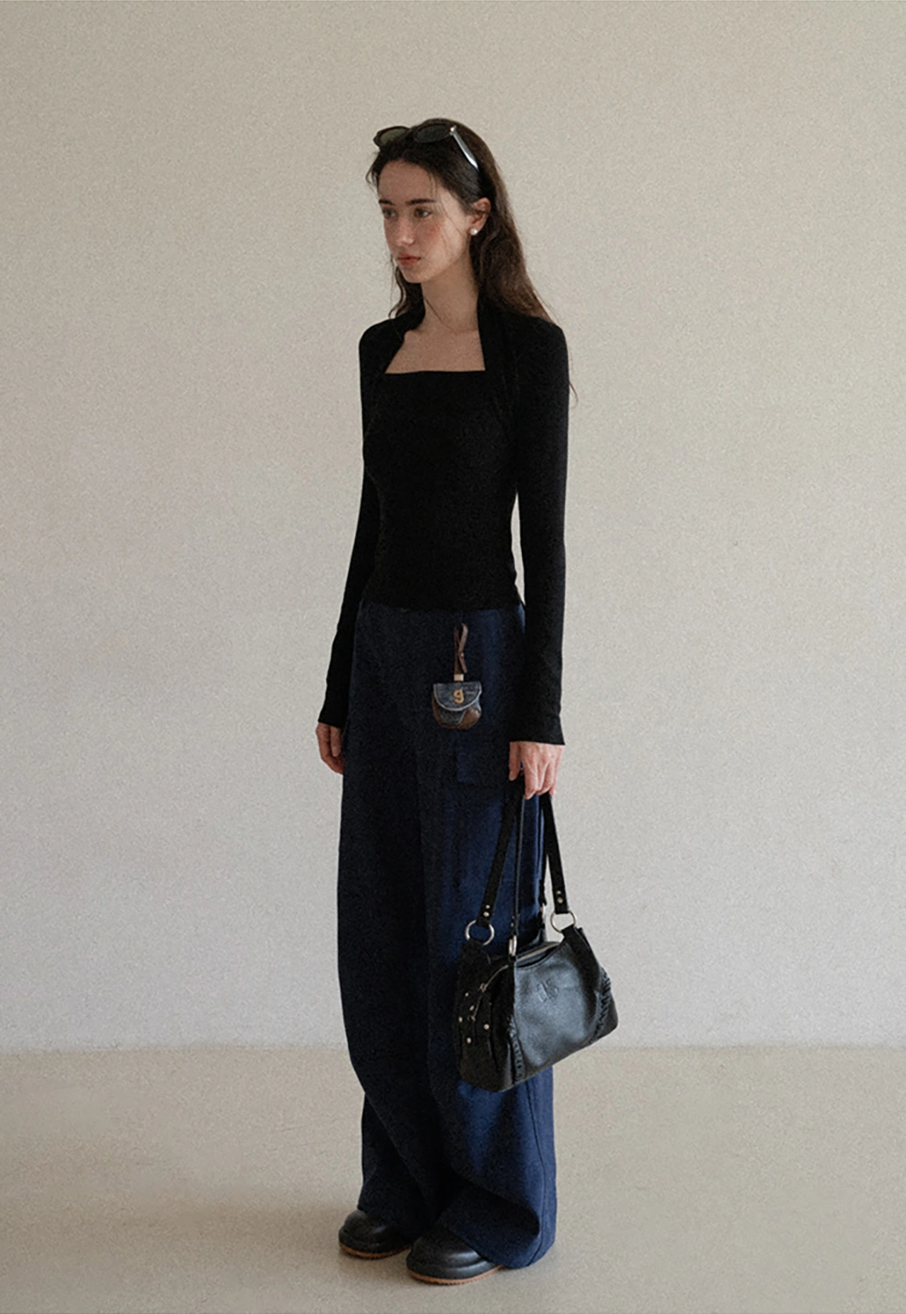 Square Neck Long Sleeve Slim Fit Top