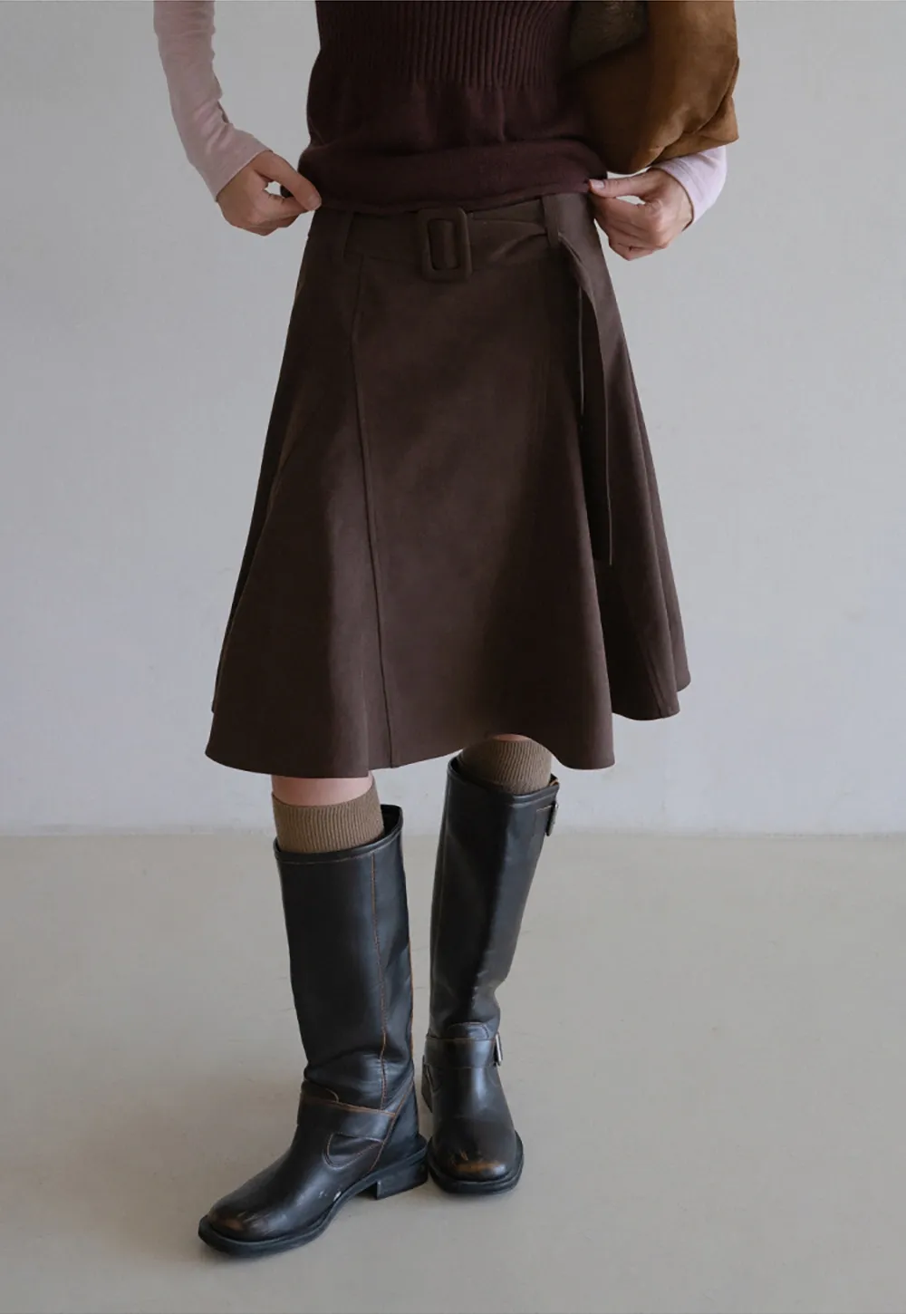 Womens Vintage Suede A-Line Skirt
