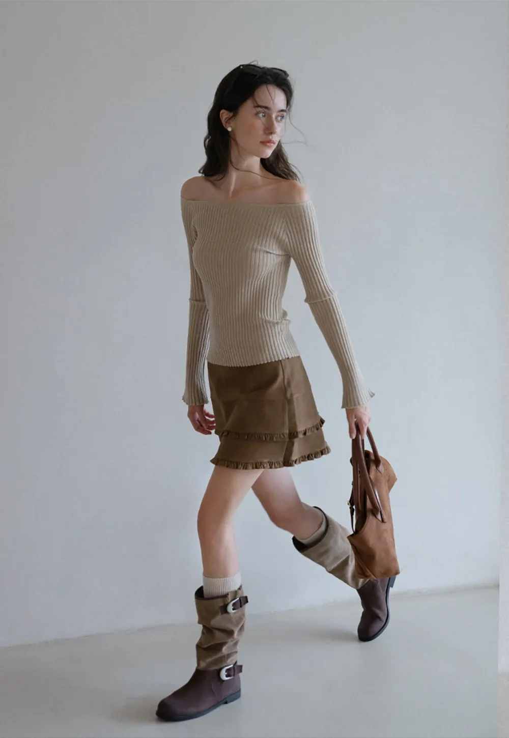 Elegant Off Shoulder Knit Top