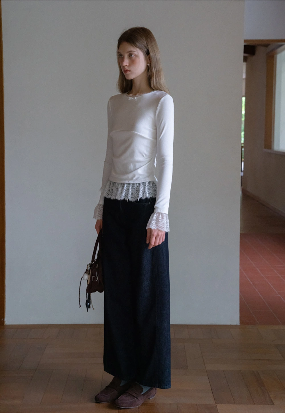 Womens White Long Sleeve Top