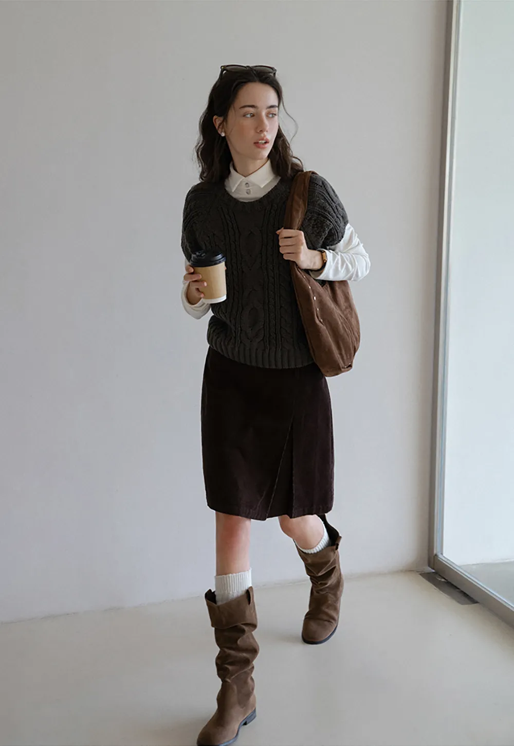 Cable Knit Sleeveless Sweater