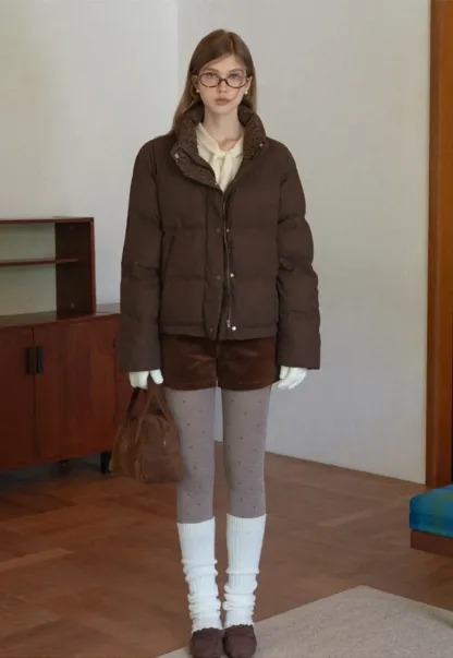Short Puffer Jacket with High Neck