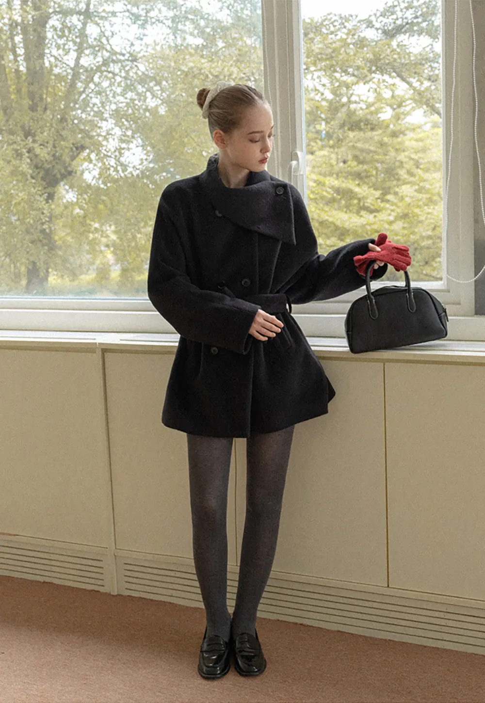 Belted Double Breasted Wool Coat