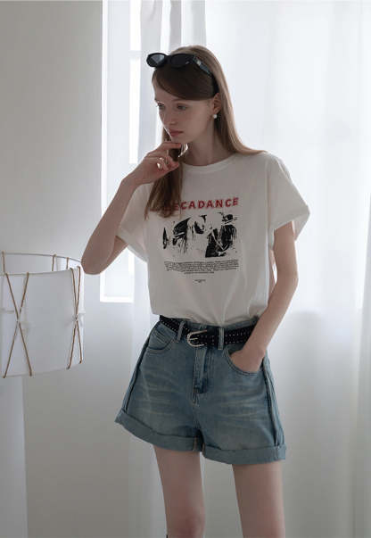 Cuffed Denim Shorts