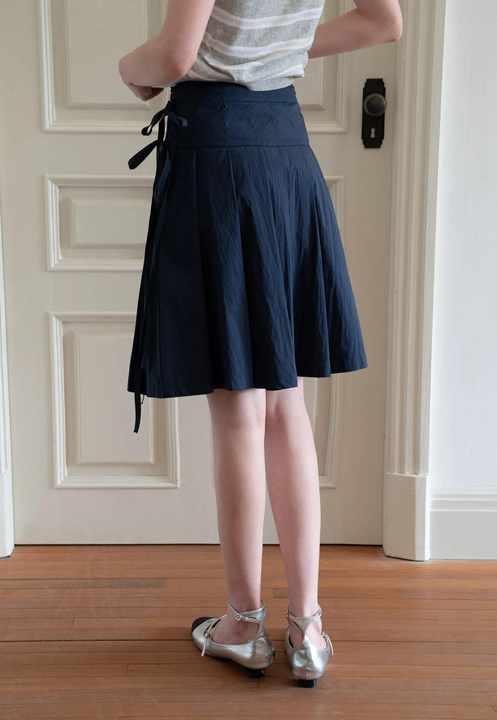 Women's Pleated Skirt with Side Ties
