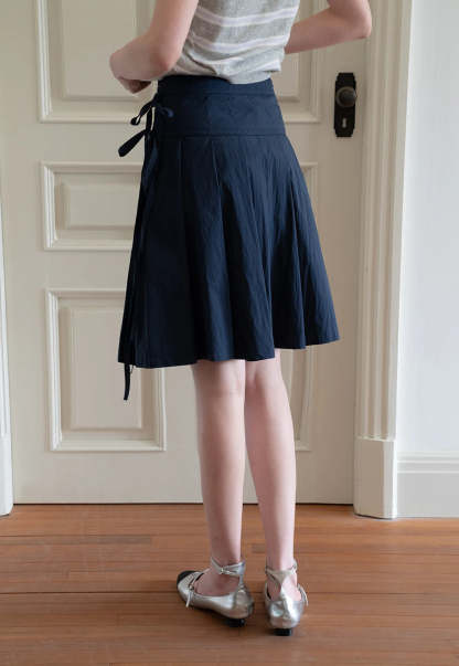 Women's Pleated Skirt with Side Ties
